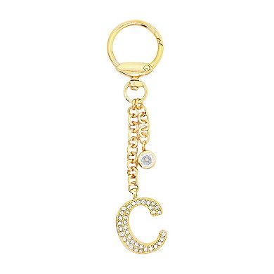 Emberly Gold Tone Pave Glass Stone Initial Bag Charm