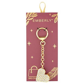 Emberly Beaded Glass Simulated Stone Heart Bag Charm