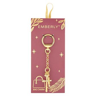 Emberly Glass Simulated Stone Cross & Blessed Bag Charm