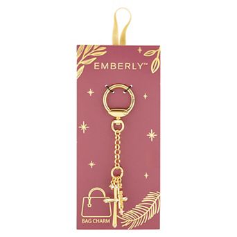 Emberly Glass Simulated Stone Cross & Blessed Bag Charm