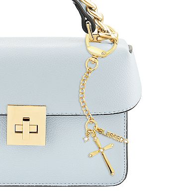 Emberly Glass Simulated Stone Cross & Blessed Bag Charm
