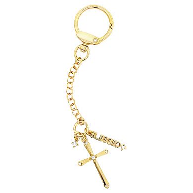 Emberly Glass Simulated Stone Cross & Blessed Bag Charm