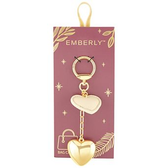 Emberly Faux Leather Heart & Polished Heart Bag Charm