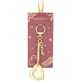 Emberly "Forever" Charm & Gold-Tone Faux Leather Heart Bag Charm