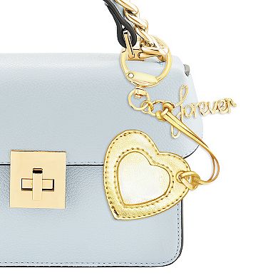 Emberly "Forever" Charm & Gold-Tone Faux Leather Heart Bag Charm