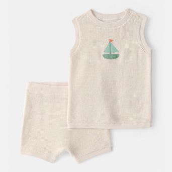 Baby Boy Carter's 2 pc Sailboat Crochet Top & Shorts Set