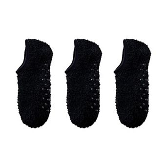 Women's 3-Pack Fuzzy Grip Socks Low Cut Non-Slip Soft Lounge Slipper Socks