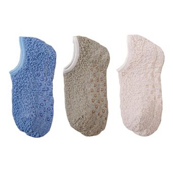 Women's 3-Pack Fuzzy Grip Socks Low Cut Non-Slip Soft Lounge Slipper Socks