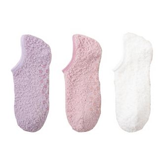 Women's 3-Pack Fuzzy Grip Socks Low Cut Non-Slip Soft Lounge Slipper Socks
