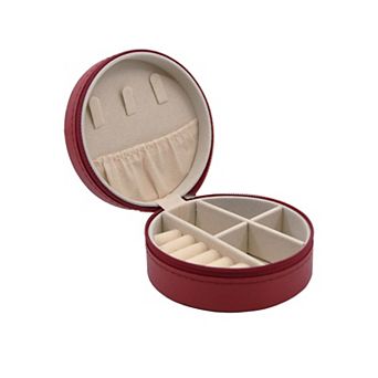 New View Gifts & Accessories Circular Jewelry Case with Multi-Compartment Design