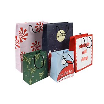New View Gifts & Accessories 5 pc Ho Ho Ho Holiday Gift Bag Set