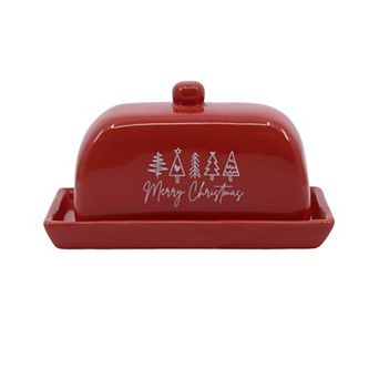 New View Gifts & Accessories Merry Christmas Butter Dish with Lid