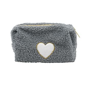 New View Gifts & Accessories Heart Print Sherpa Bag with Eyemask & Hair Accessories