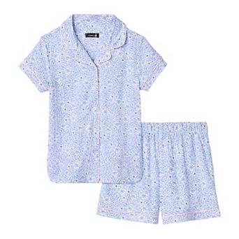 Girls 4-12 Cuddl Duds® 2 pc Short Sleeve Pajama Top & Pajama Shorts Set