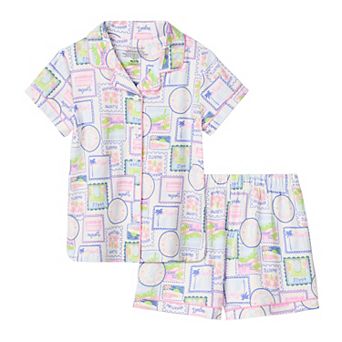 Girls 4-12 Cuddl Duds® 2 pc Short Sleeve Pajama Top & Pajama Shorts Set