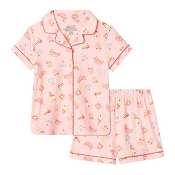 Girls 4-12 Cuddl Duds® 2 pc Short Sleeve Pajama Top & Pajama Shorts Set