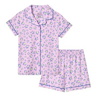 Girls 4-12 Cuddl Duds® 2 pc Short Sleeve Pajama Top & Pajama Shorts Set