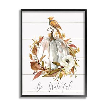 Stupell Home Decor Be Grateful Pumpkin Framed Giclee Wall Art