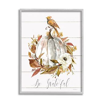 Stupell Home Decor Be Grateful Pumpkin Framed Giclee Wall Art
