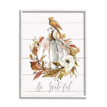 Stupell Home Decor Be Grateful Pumpkin Framed Giclee Wall Art