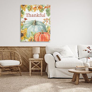 Stupell Home Decor Thankful with Fall Harvest Canvas Wall Art
