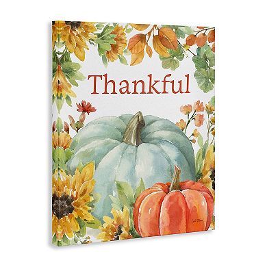 Stupell Home Decor Thankful with Fall Harvest Canvas Wall Art