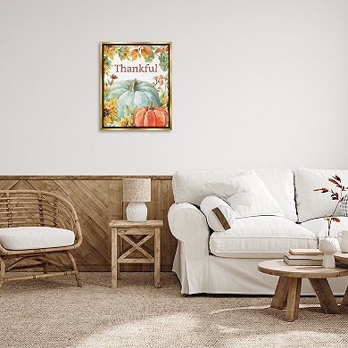 Stupell Home Decor Thankful Fall Harvest Framed Canvas Wall Art