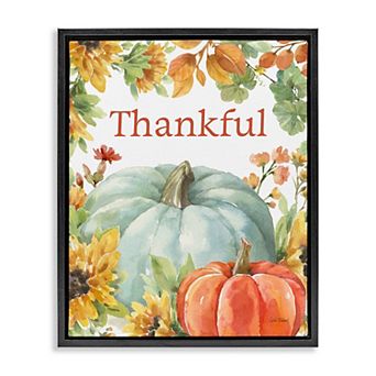Stupell Home Decor Thankful Fall Harvest Framed Canvas Wall Art