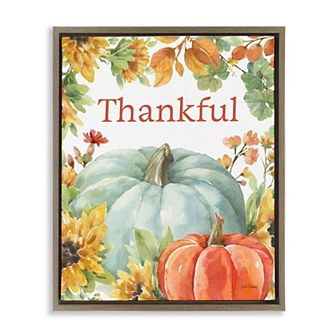 Stupell Home Decor Thankful Fall Harvest Framed Canvas Wall Art
