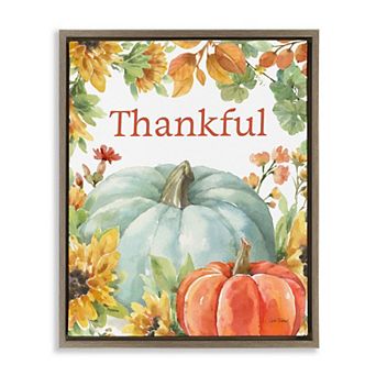 Stupell Home Decor Thankful Fall Harvest Framed Canvas Wall Art