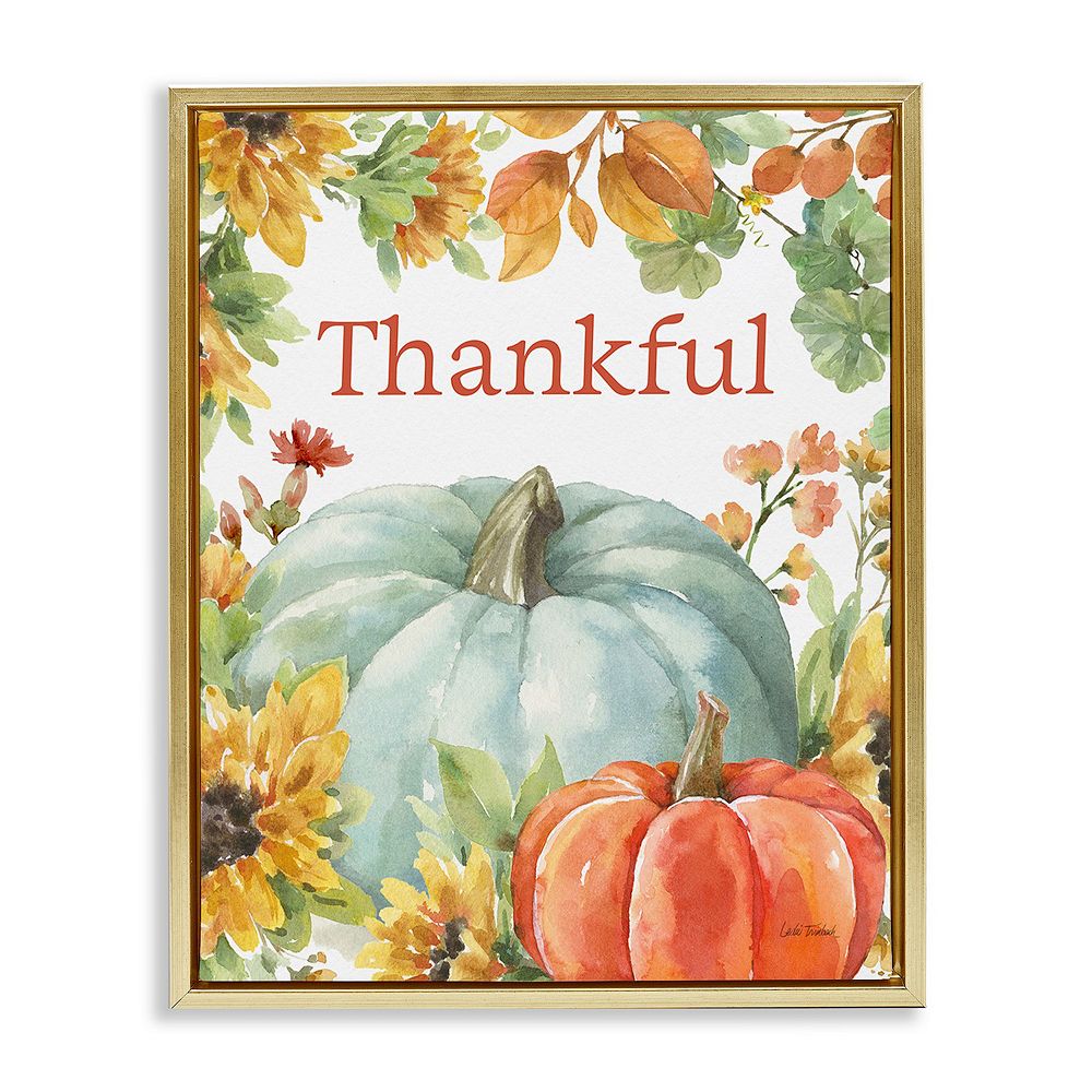 Stupell Home Decor Thankful Fall Harvest Framed Canvas Wall Art