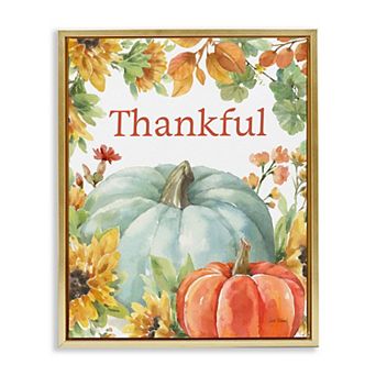 Stupell Home Decor Thankful Fall Harvest Framed Canvas Wall Art