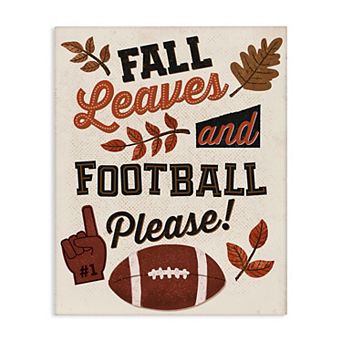 Stupell Home Decor Fall Leaves & Football Canvas Wall Art
