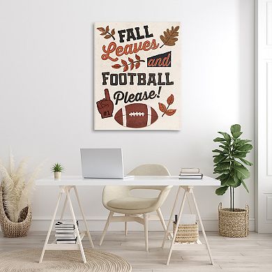 Stupell Home Decor Fall Leaves & Football Canvas Wall Art