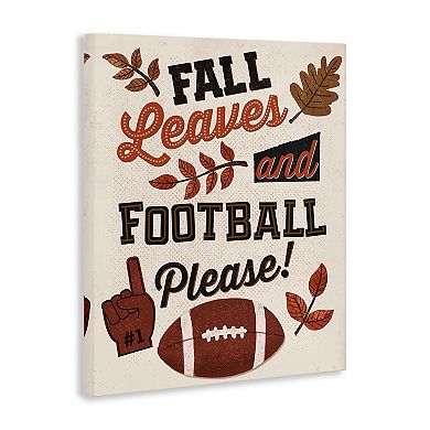 Stupell Home Decor Fall Leaves & Football Canvas Wall Art