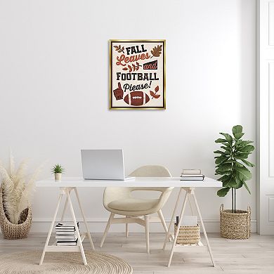 Stupell Home Decor Fall Leaves & Football Framed Canvas Wall Art