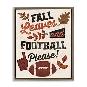 Stupell Home Decor Fall Leaves & Football Framed Canvas Wall Art