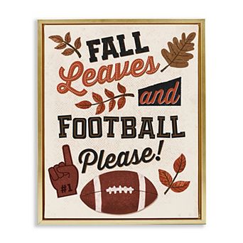 Stupell Home Decor Fall Leaves & Football Framed Canvas Wall Art