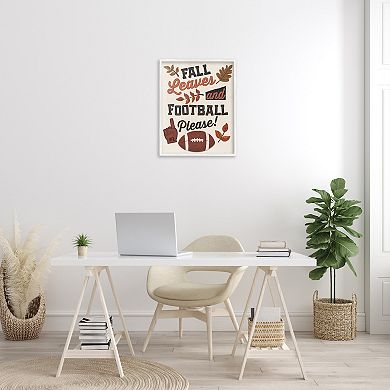Stupell Home Decor Fall Leaves & Football Framed Giclee Wall Art