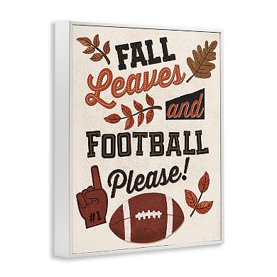 Stupell Home Decor Fall Leaves & Football Framed Giclee Wall Art