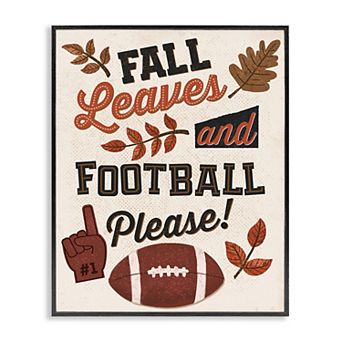 Stupell Home Decor Fall Leaves & Football Framed Giclee Wall Art