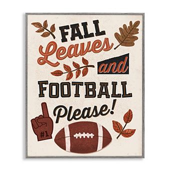 Stupell Home Decor Fall Leaves & Football Framed Giclee Wall Art