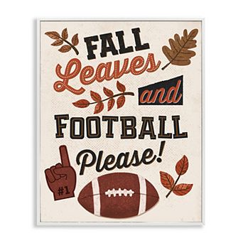 Stupell Home Decor Fall Leaves & Football Framed Giclee Wall Art