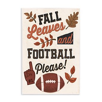 Stupell Home Decor Fall Leaves & Football Plaque Wall Art