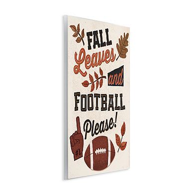 Stupell Home Decor Fall Leaves & Football Plaque Wall Art