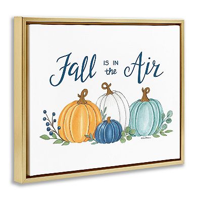Stupell Home Decor Fall In The Air Pumpkins Framed Canvas Wall Art