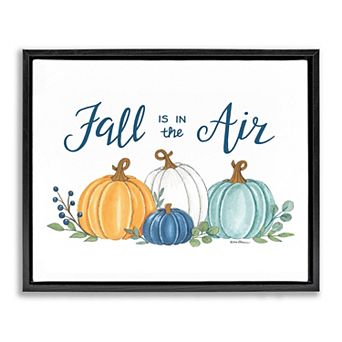 Stupell Home Decor Fall In The Air Pumpkins Framed Canvas Wall Art
