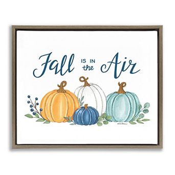 Stupell Home Decor Fall In The Air Pumpkins Framed Canvas Wall Art