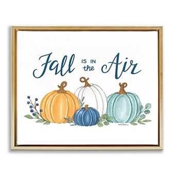 Stupell Home Decor Fall In The Air Pumpkins Framed Canvas Wall Art