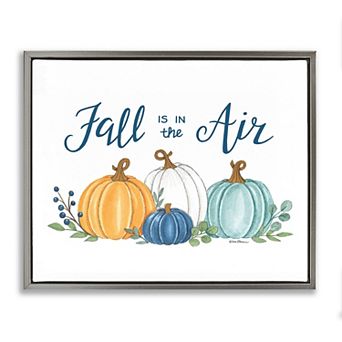 Stupell Home Decor Fall In The Air Pumpkins Framed Canvas Wall Art